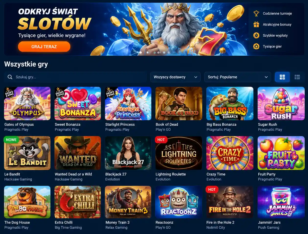 Mostbet – lobby gier z filtrem kategorii i slotami